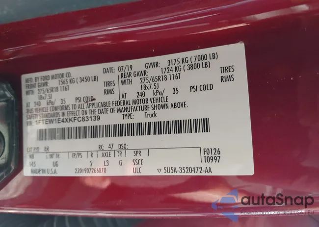 1FTEW1E4XKFC83139: 42434697