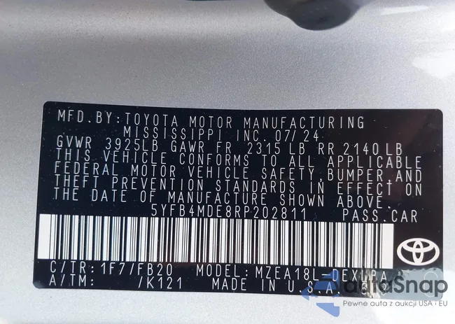 5YFB4MDE8RP202811: 42434710