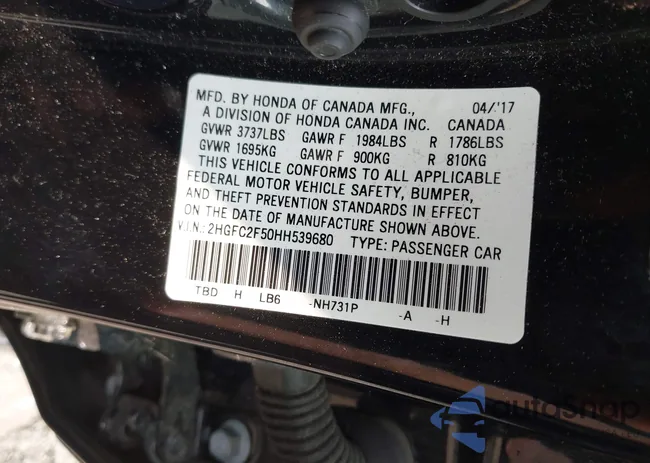 2HGFC2F50HH539680: 42434762