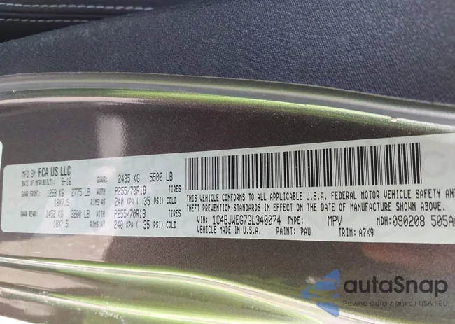 1C4BJWEG7GL340074: 42434763