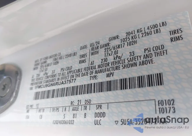 1FMCU9GN6RUA37577: 42436008