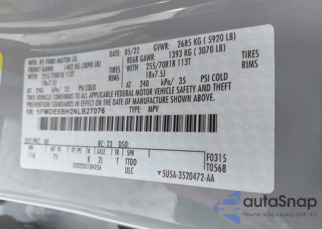 1FMDE5BH2NLB27076: 42436145