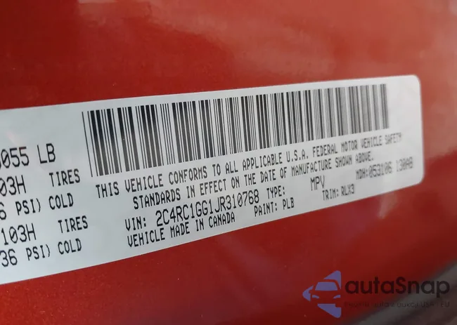 2C4RC1GG1JR310768: 42436230