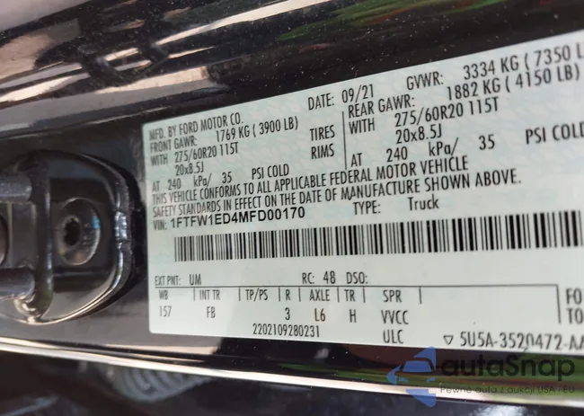 1FTFW1ED4MFD00170: 42435455