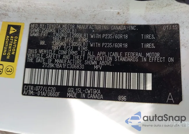 2T2BK1BA1FC306830: 42435503