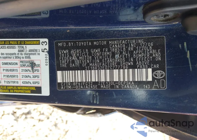 2T1BR32E07C777786: 42435573