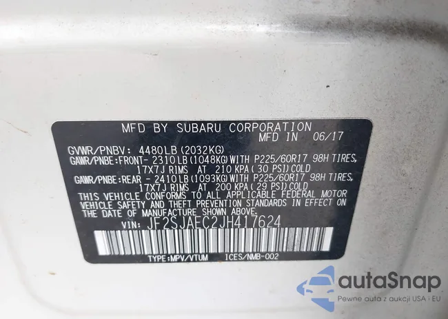 JF2SJAEC2JH417624: 42435590