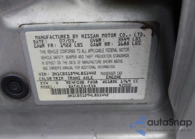 3N1CB51D94L851442: 42436812