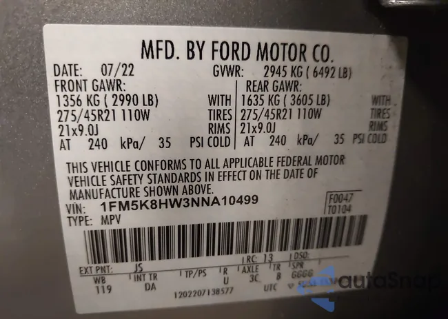 1FM5K8HW3NNA10499: 42436872