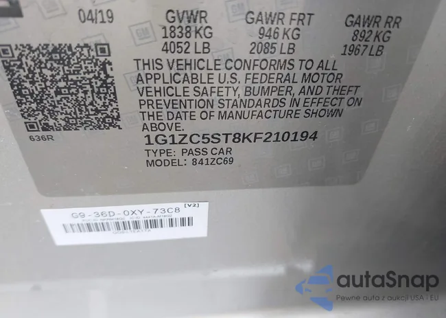 1G1ZC5ST8KF210194: 42437107