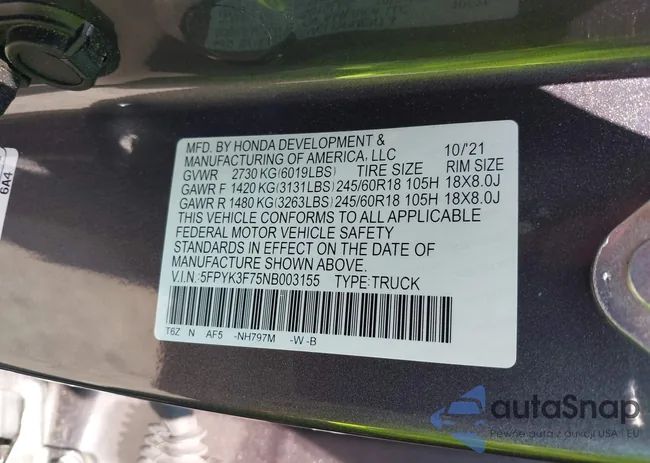 5FPYK3F75NB003155: 42437140