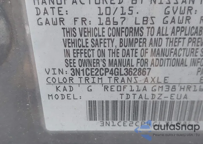 3N1CE2CP4GL362867: 42436420