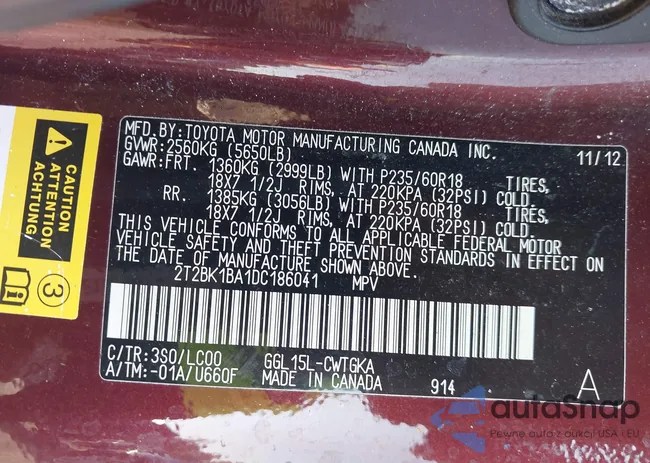 2T2BK1BA1DC186041: 42436436