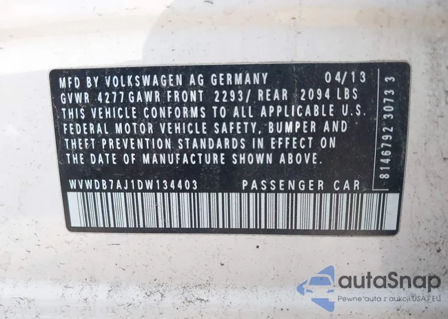 WVWDB7AJ1DW134403: 42436437