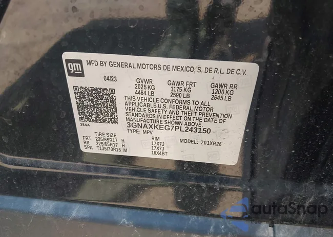 3GNAXKEG7PL243150: 42436494