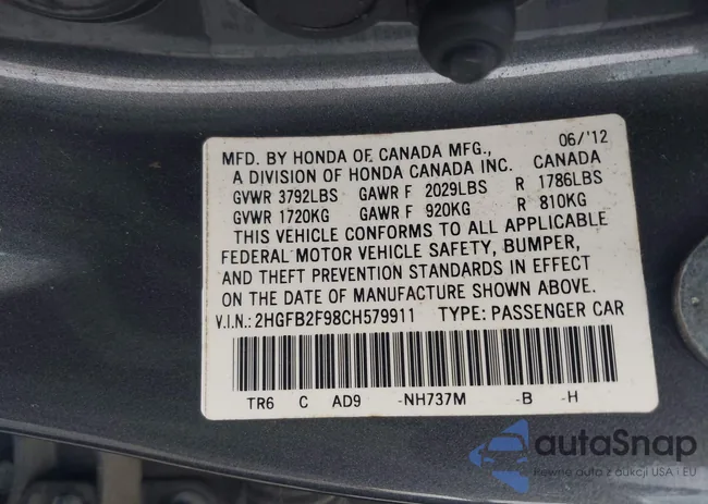 2HGFB2F98CH579911: 42436677