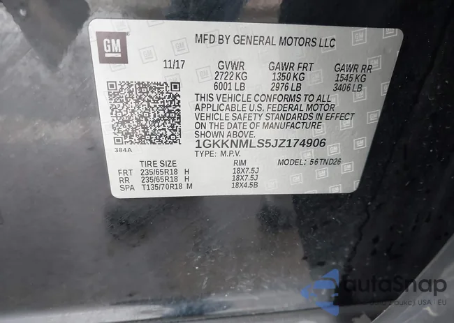 1GKKNMLS5JZ174906: 42436700