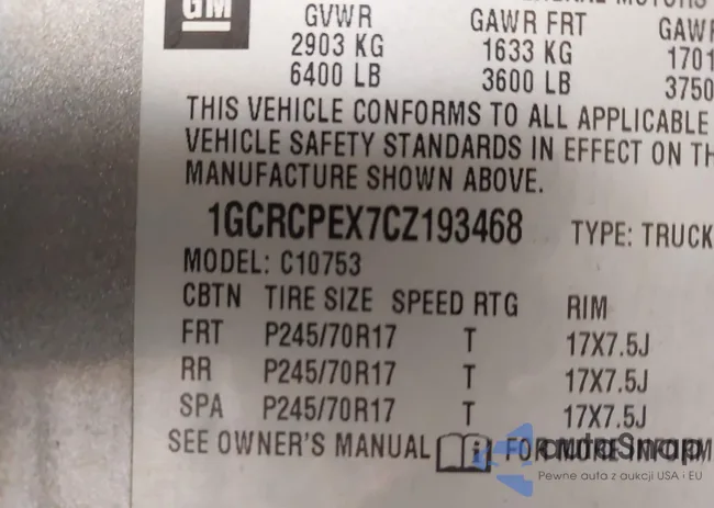 1GCRCPEX7CZ193468: 42436730