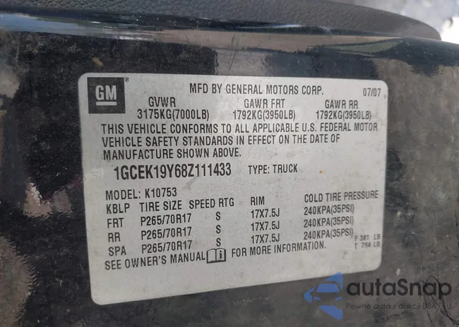 1GCEK19Y68Z111433: 42437873