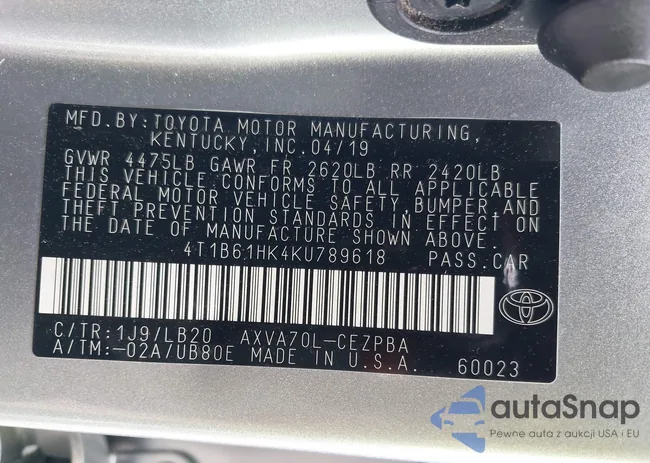 4T1B61HK4KU789618: 42438175