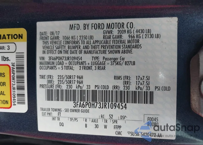 3FA6P0H73JR109454: 42438366