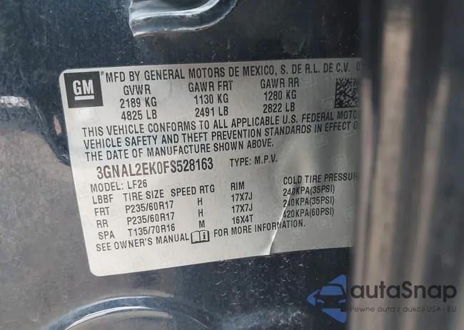 3GNAL2EK0FS528163: 42437496