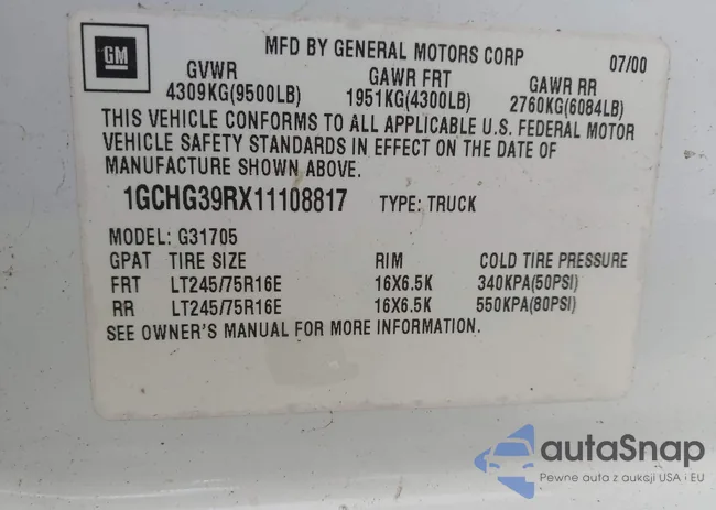 1GCHG39RX11108817: 42437570