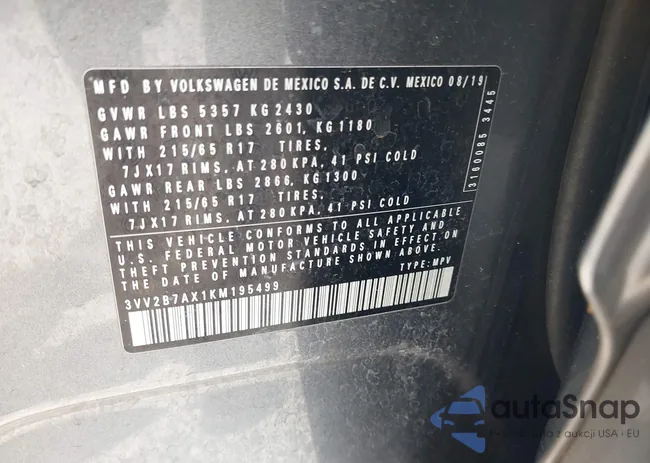 3VV2B7AX1KM195499: 42437618