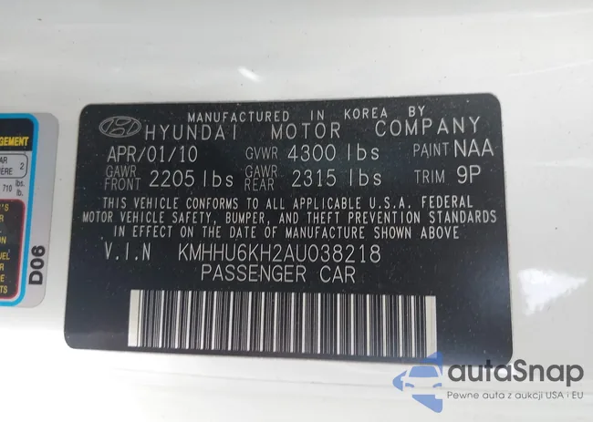 KMHHU6KH2AU038218: 42437658