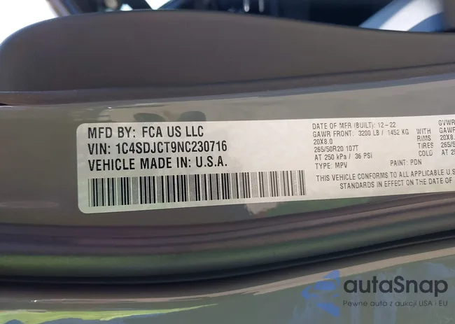 1C4SDJCT9NC230716: 42437703