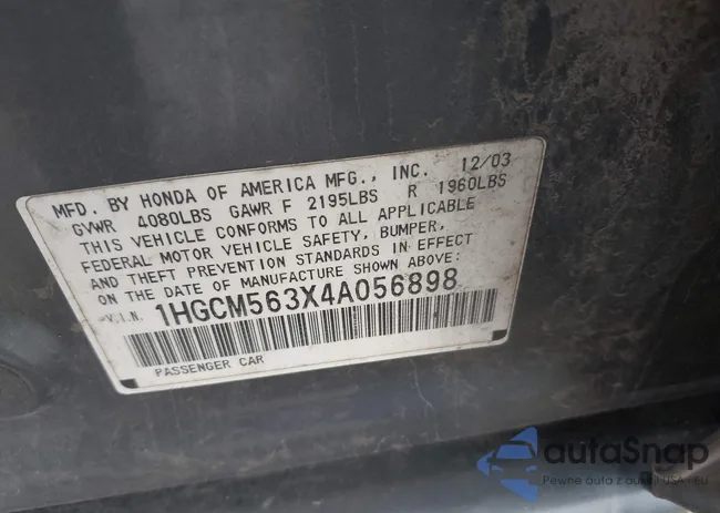 1HGCM563X4A056898: 42437737