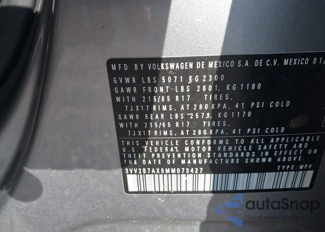 3VV2B7AX9MM073427: 42439177