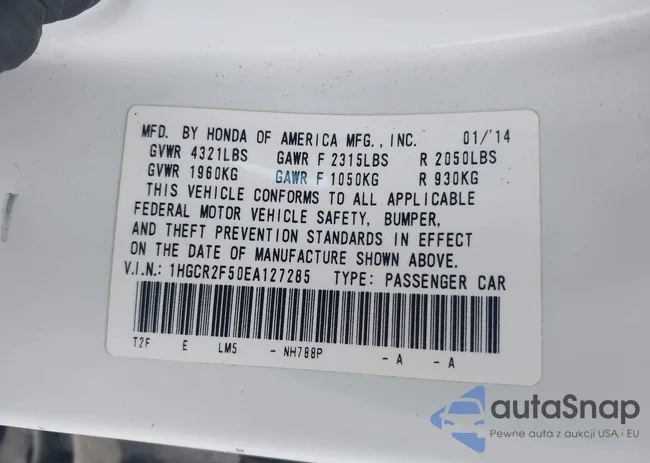 1HGCR2F50EA127285: 42439210