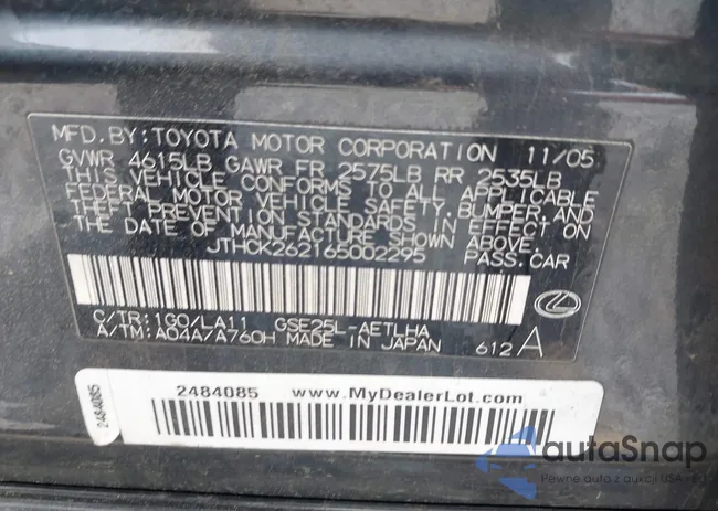 JTHCK262165002295: 42439215