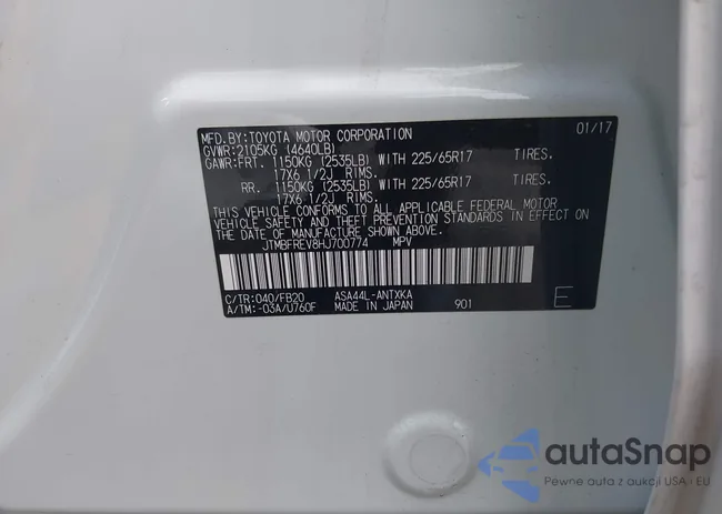 JTMBFREV8HJ700774: 42439345