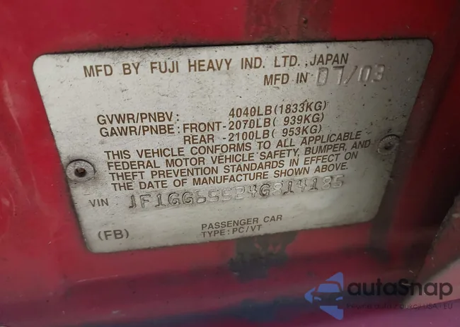 JF1GG65524G814185: 42439366