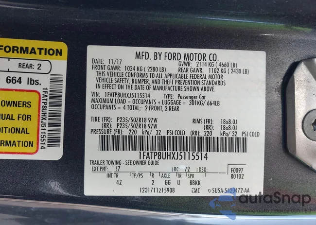 1FATP8UHXJ5115514: 42438516