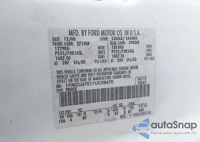 1FMZU67E11UC08670: 42438535