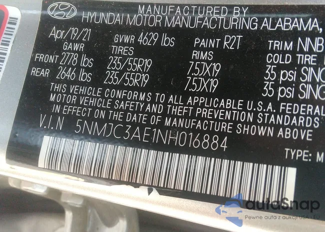 5NMJC3AE1NH016884: 42440022