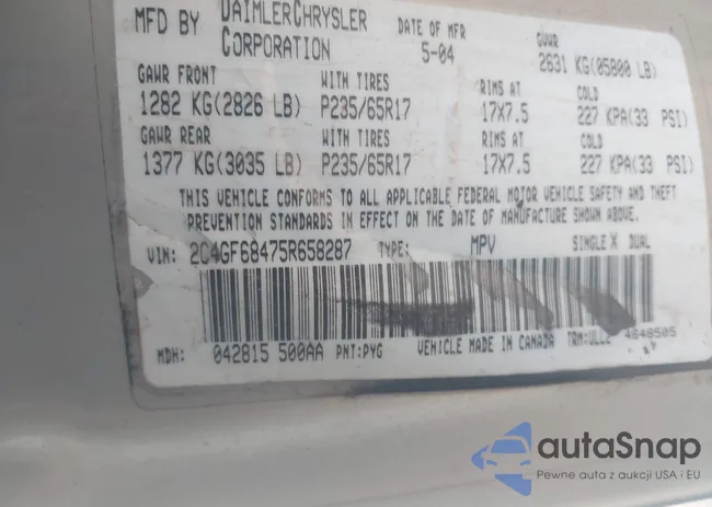 2C4GF68475R658287: 42440152