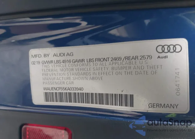 WAUENCF55KA033940: 42439374