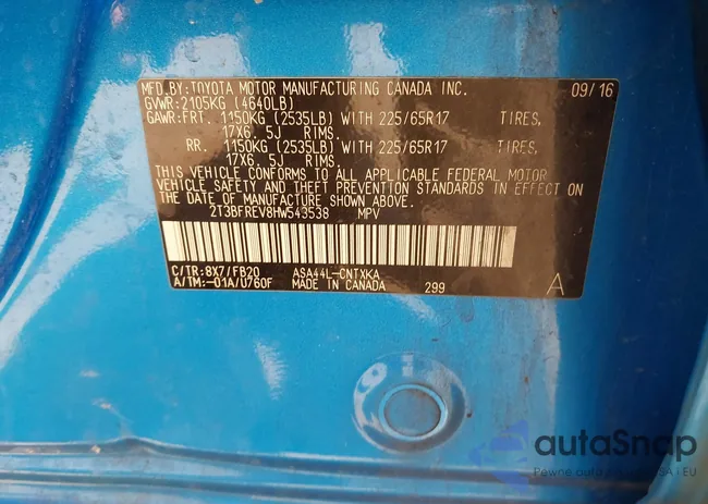 2T3BFREV8HW543538: 42440798