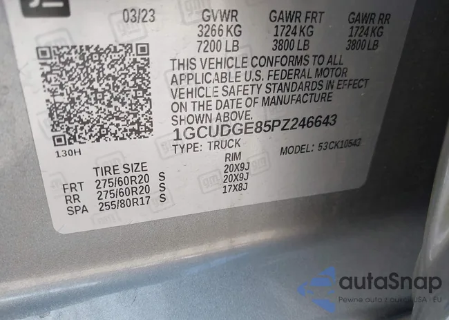 1GCUDGE85PZ246643: 42440990