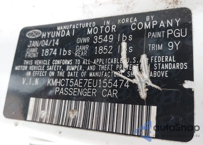 KMHCT5AE7EU155474: 42441133