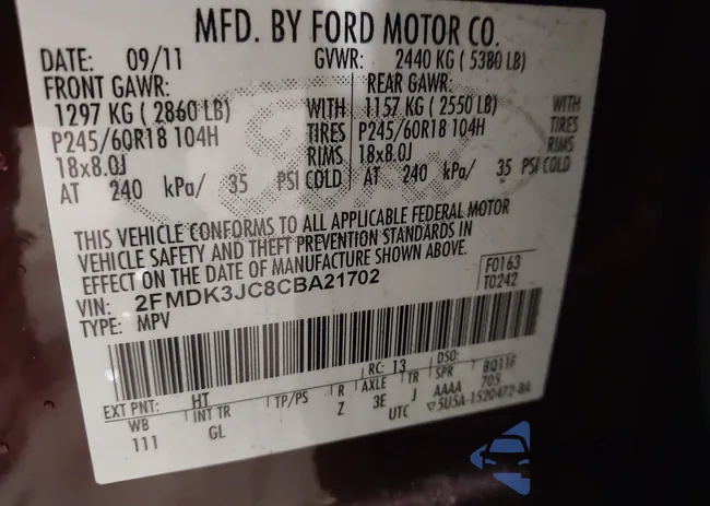 2FMDK3JC8CBA21702: 42441273