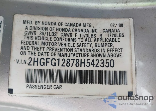 2HGFG12878H542350: 42441307