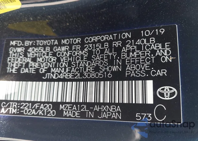 JTND4RBE2L3080516: 42440576