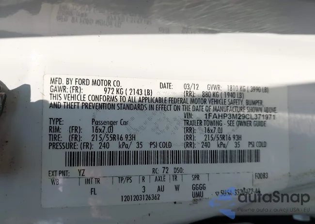 1FAHP3M29CL371971: 42440670