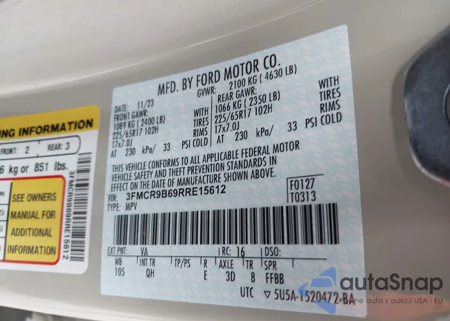 3FMCR9B69RRE15612: 42441907