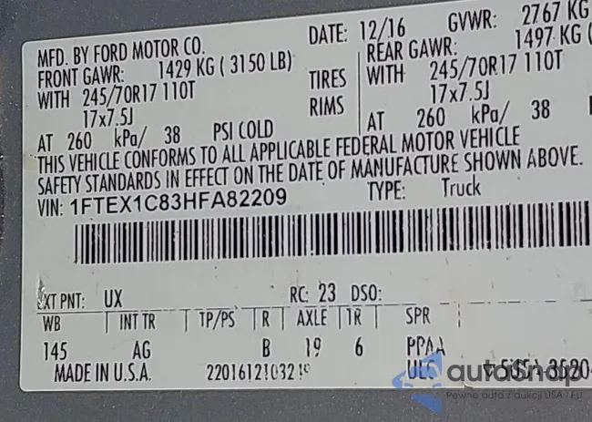 1FTEX1C83HFA82209: 42442053